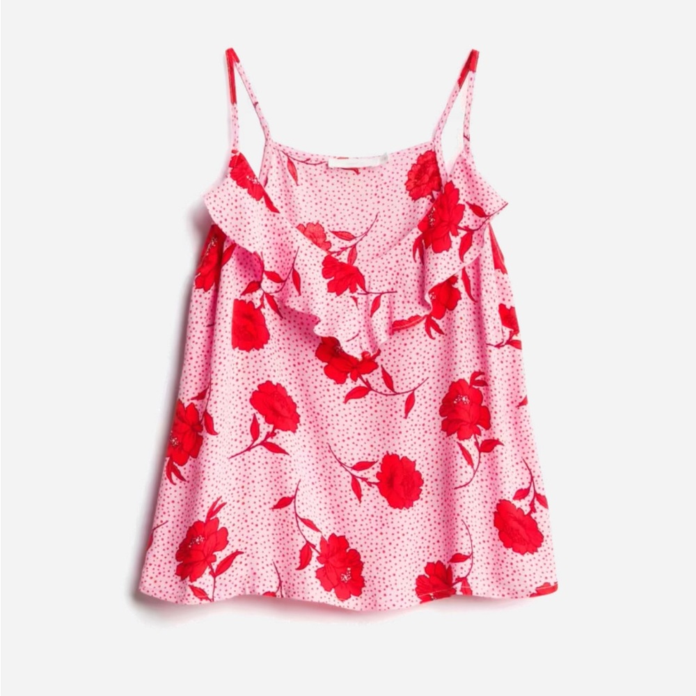 LUSH Floral Pink Red Tank Top